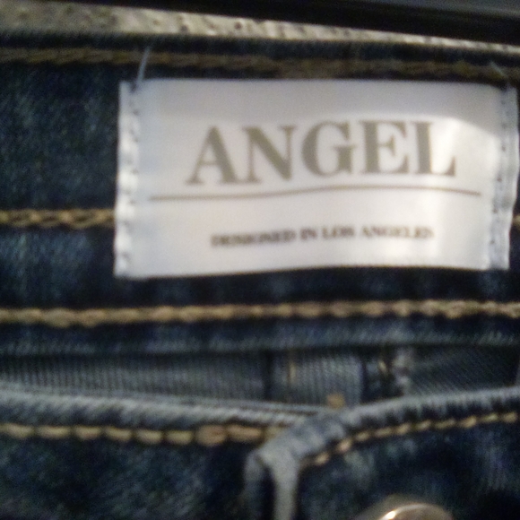 Angel Designed In Los Angeles Blue Jeans Silver Embellishments Size 7/28 Y2K - Picture 11 of 12